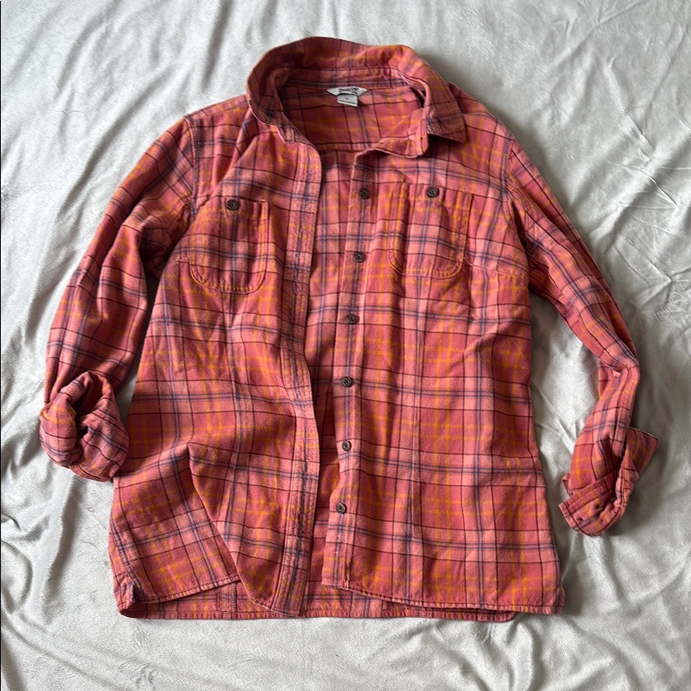 Women’s Flannel Shirt - Red and Orange